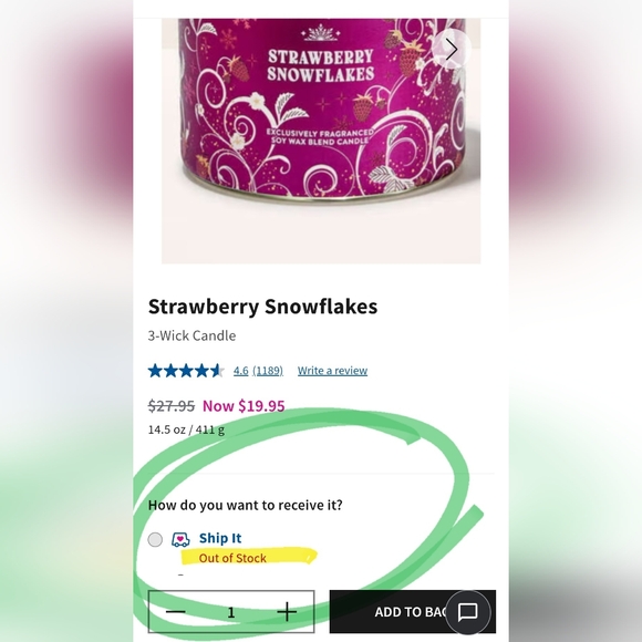 Bath & Body Works Strawberry Snowflakes 3 Wick Candle RARE - Picture 2 of 6